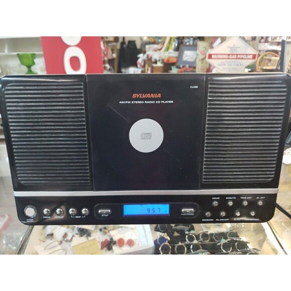 Vtg SylvaniaStereo AM/FM Radio CD Alarm Clock SRCD313 Tested ALL WORKS!